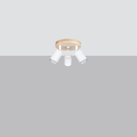 VERDO 3P 3xGU10 Bílé dřevěné skandinávské stropní svítidlo SOLLUX