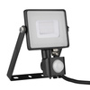 Reflektor LED 30W 2400lm 3000K IP65 Black s pohybovým senzorem a funkcí CUT-OFF Samsung Chip VT-30-SB V-TAC