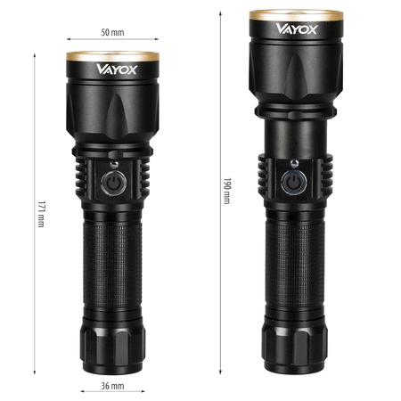 XML2 T6 LED taktická svítilna 1200 LM USB ZOOM ruční dobíjecí svítilna VA0026 VAYOX