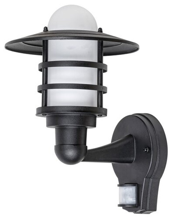 Zahradní lampa LED nástěnná lampa DARRINGTON E27 IP44 s pohybovým senzorem černá RABALUX
