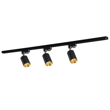 Sada přípojnic 1-fázová lišta + 3x reflektor GU10 černý MARIBEL Sanico Goldlux