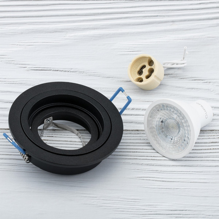 Halogenová Podhledové svítidlo GU10, MR16 Nastavitelná Kulatá Černá CASSIO LUMILED