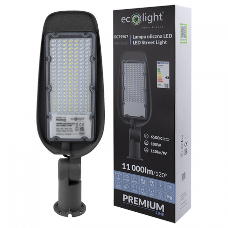 LED pouliční lampa 100W 11000lm 6500K Cold IP65 110lm/W PREMIUM Ecolight