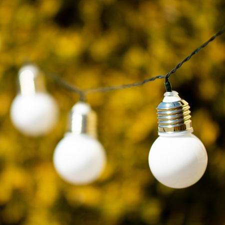 SOLÁRNÍ GARLAND zahradní DEKORATIVNÍ Světelný řetěz 3.8m 10 koulí MILKY 3000K