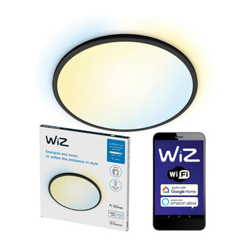 Plafond LED stropní svítidlo pro povrchovou montáž 22W CCT černé kulaté SMART WiFi WiZ