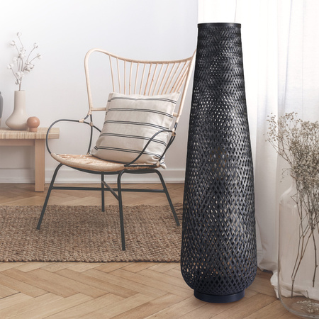 Dekorativní stojací lampa E27 Black BAMBOO NATURAL Sanico Goldlux