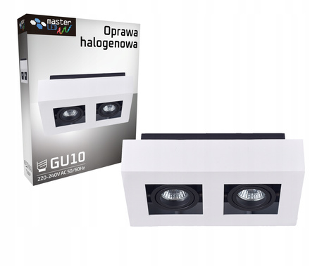 Svítidlo HALOGEN pro povrchovou montáž Pohyblivé 2x GU10 Obdélníkové bílé 85mm NEMO