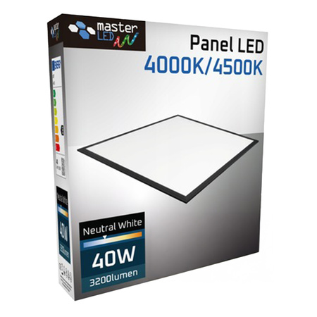 LED panelové stropní svítidlo 40W 3200lm 4000K neutrální zavěšené čtvercové černé Lumio Masterled