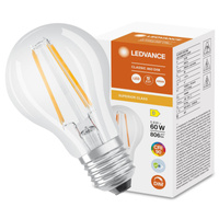 LED žárovka E27 A60 5.8W = 60W 806lm 4000K Neutrální bila 300° CRI90 vlákno Stmívatelné LEDVANCE Superior