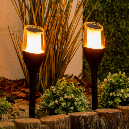 4x LED zahradní svítilna Solární tyč 60 cm Plamen Soumrakový senzor