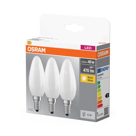 3x LED žárovka E14 B35 4.5W = 40W 470lm 2700K Teplá bílá 300° OSRAM vlákno