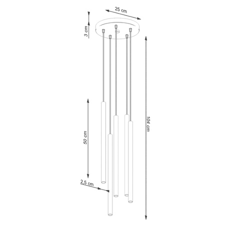 Stropní závěsné svítidlo Tuba Spot 5x G9 Olive Pastelo Ocean Green SL.1522 Sollux