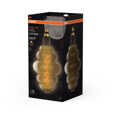 Dekorativní LED žárovka E27 NEST 4.8W = 33W 360lm 2200K Teplá bílá 320° vlákno stmívatelné OSRAM Vintage 1906