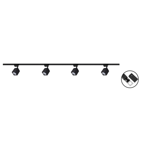 Osvětlovací lišta 2m + 4x reflektor lištový, GU10 Čtvercová Černá LUMILED