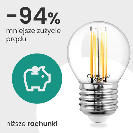 6x LED žárovka E27 kapka P45 2,2W 470lm = 40W 4000K neutrální bílá 360° vlákno energetická třída A LUMILED
