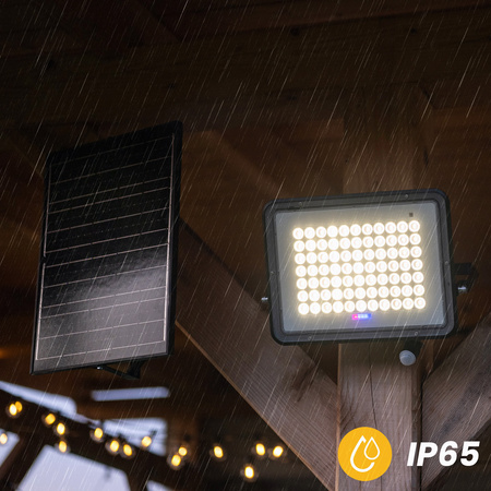 Solární halogenový reflektor LED 300W Zahradní lampa 4000K IP65 PIR senzor pohybu + dálkové ovládání FULGOR LUMILED