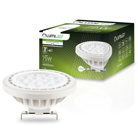 LED žárovka G53 AR111 10W = 75W 1055lm 4000lm Neutrální 38° 12V AC/DC LUMILED