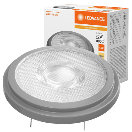 LED žárovka G53 reflektor AR111 11,7W = 75W 800lm 3000K teplá bílá 40° CRI97 12V Stmívatelná Ledvance