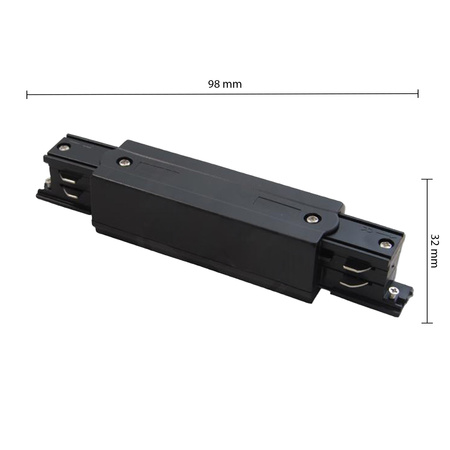 Přímý konektor pro třífázové přípojnice. černý