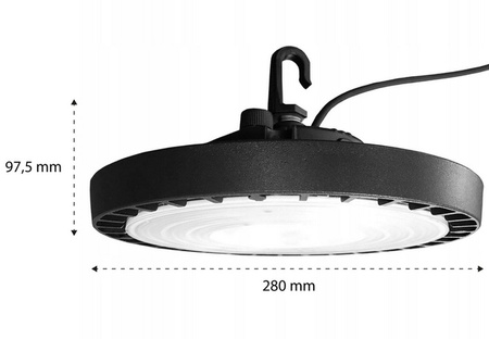 LED High Bay Industrial Pendant Lamp 150W 4000/5000/6000K CCT 90° Black IP65 Masterled