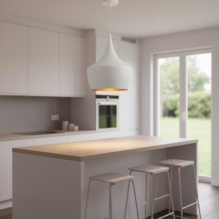 Lustrová závěsná stropní lampa IL MIO MODERN P-306B E27 bílá a zlatá - GOLDLUX (Polux)