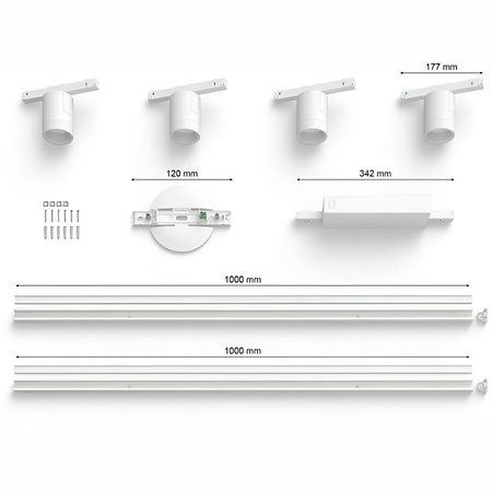 Perifo Lighting Rail Kit 2m + 4x LED reflektor 20,8W CCT RGB Philips HUE Bluetooth White