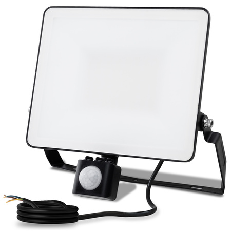 LED reflektor AZZLER 50W 6000lm 4000K IP44 Halogenová venkovní lampa se senzorem pohybu černá LUMILED