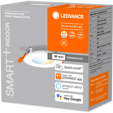 LED DOWNLIGHT 4,5W 240lm CCT 8,5cm SMART+ WIFI LEDVANCE panelové svítidlo pro zapuštěnou montáž