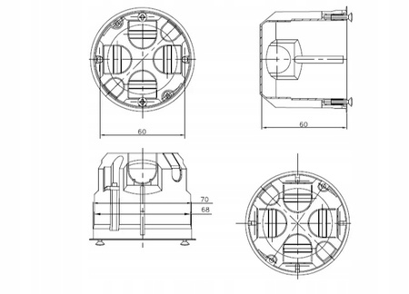 Hluboká elektroinstalační krabice pro sádrokartonové desky PK60 se šrouby PAWBOL