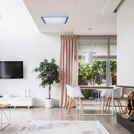 Plafond LED stropní svítidlo 41cm 2x E27 Chrome Square + 2x LED žárovka 10W 3000K Lumiled