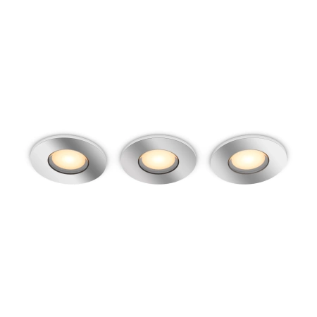 3x zapuštěné svítidlo LED Hermetic IP44 Koupelnové zapuštěné svítidlo 4,2W 400lm IP44 White Ambiance TW Chrome Smart SMART Zigbee Bluetooth Adore Philips HUE