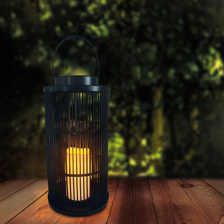 Solární lucerna LED zahradní závěsná lampa IP44 1800K Warm 36cm