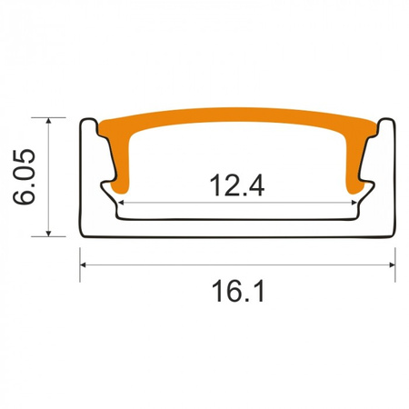 LED povrchový hliníkový profil černý 1m s černým difuzorem pro LED pásky + krytky Ecolight řady N