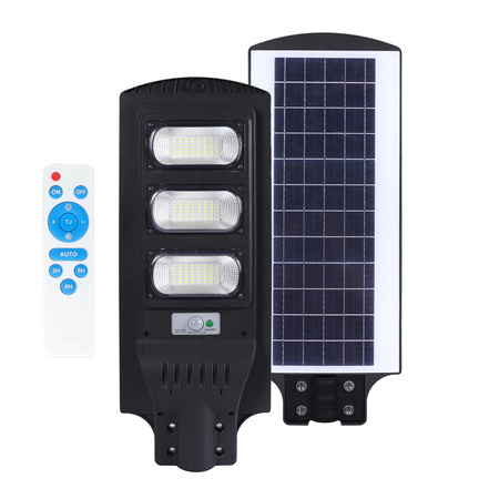 Solární LED pouliční lampa Průmyslové silniční svítidlo 8W 850lm 6500K Cold s pohybovým a soumrakovým senzorem IP54 Black Urbi Kobi