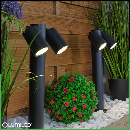 Venkovní zahradní lampa 2x GU10, sloupek stojací reflektor 45cm LUMILED