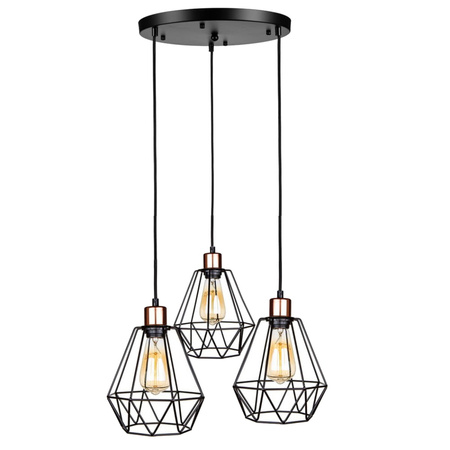 Loft Závěsné svítidlo Black and Gold Diamond Overhang Plafond to LED 3x E27 Brilliant