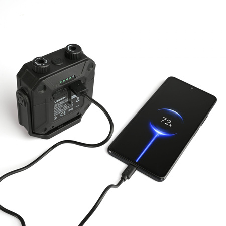 LED multifunkční dobíjecí svítilna 3 barvy světla 20W 1500lm 5000K černá IP67 Videx