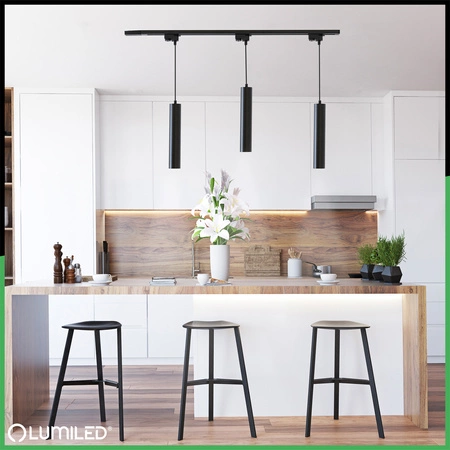 Sada osvětlovacích přípojnic 1m + 3x Soplo GU10 černá LUMILED reflektor na přípojnici