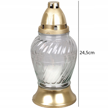 9x Skleněná svíčka s vložkou 28h Celoročně na hrob 24.5cm