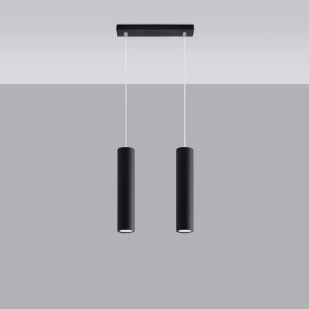LAGOS 2 2xGU10 Minimalistické černé závěsné stropní svítidlo SOLLUX