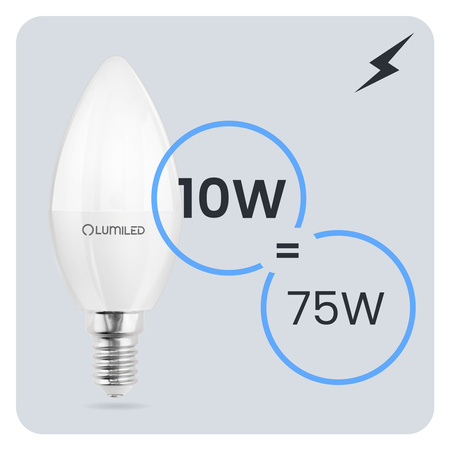 LED E14 CANDLE 10W = 75W 4000K neutrální bílá CCD LUMILED žárovka