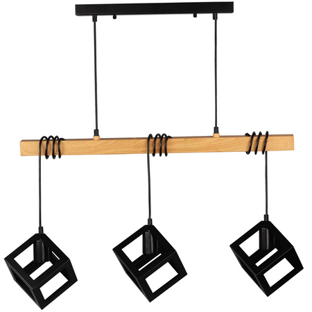 ŠVÉDSKO Stropní závěsná lampa 3x E27 převislá Dřevo Černá GOLDLUX (Polux)