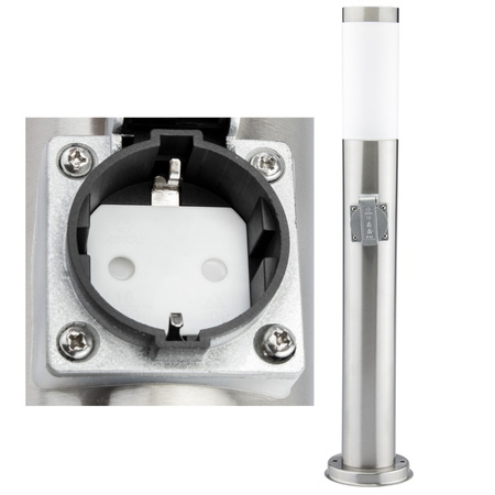 Venkovní zahradní lampa E27 SILVER SLOUP 65cm se zásuvkou 230V