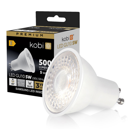 LED žárovka s reflektorem GU10 5W 450lm 4000K Neutral 80° Premium Kobi