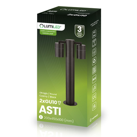 Venkovní zahradní lampa 2x GU10, sloupek stojací reflektor 45cm LUMILED