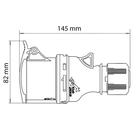 Přenosná napájecí zásuvka 16A 400V 5P IP44 Hermetická s krytem a rukojetí