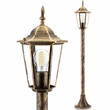LIGURIA-LT Stojací zahradní lampa 1xE27 vysoký sloup 96cm patina - GOLDLUX (Polux)