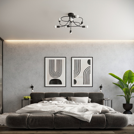 Lustr LEVAR Stropní svítidlo 4xE27 Černá Industrial SOLLUX