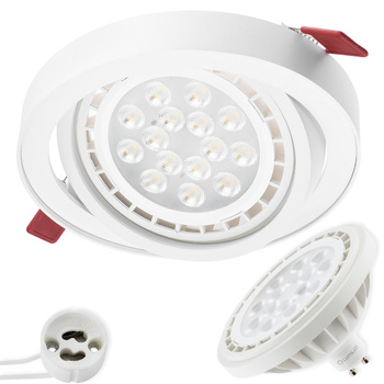 Sada zapuštěného pohyblivého svítidla GU10 ES111 kulaté bílé Carpi LUMILED + LED žárovka GU10 ES111 15W 4000K