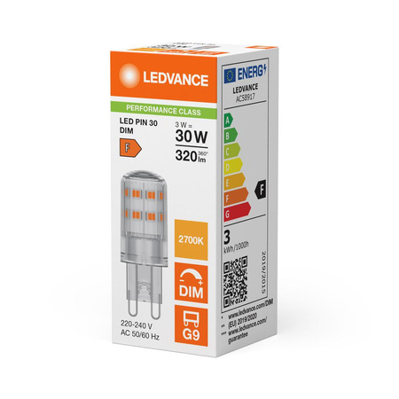 LED žárovka s kapslí G9 3W = 30W 320lm 2700K teplá bílá 300° Dimmable Ledvance
